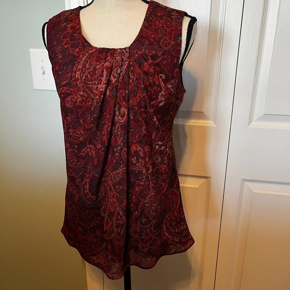 Coldwater Creek multi colored size small sleeveless blouse Tank Top side zipper